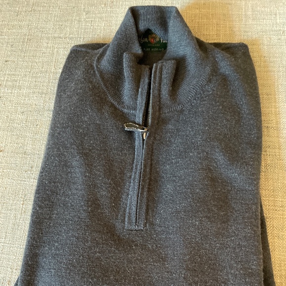 Grey Merino Quarter Zip Sweater by Alan Paine - Picture 1 of 4
